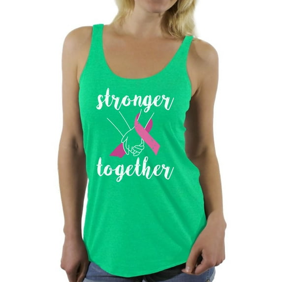 Awkward Styles Breast Cancer Awareness T-Shirt Stronger Together Racerback Tank Tops