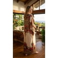 thumbnail image 3 of Oussum Kaftan Dress for Women Satin Floral Print Cream Vacation Dress, 3 of 4