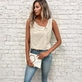thumbnail image 5 of Women's Tank Tops 2026 Summer Sleeveless Square Neck Vest Top Cute Asymmetrical Button Going Out Tops Trendy Casual,Beige XXL, 5 of 5