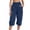 Blue, variant on Cotton Linen Capri Pants for Women Lightweight Elastic Waist Loose Fit Wide Leg Cropped Pants with Pockets Womens Capris