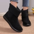 thumbnail image 2 of Wedge Snow Boots for Women 2025 Winter Fashion Casual Suede Knit Patchwork Wide Width Walking Wide Mid Calf Ankle Booties, 2 of 7