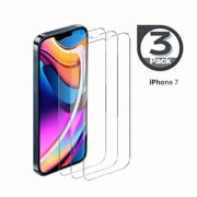 iPhone 7 Crystal Clear Tempered Glass Screen Protector, Strong 9H Hardness, Edge-to-Edge Coverage, Scratch Resistant, Fingerprint Resistant - Pack of 3
