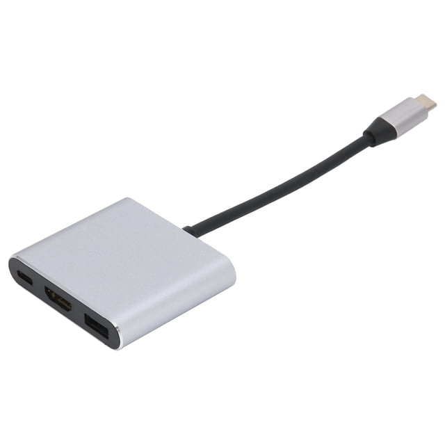 Adaptador Multi-Puerto Tipo-C, Aleación de Aluminio 3 en 1 Tipo de Adaptador Tipo-C Gris para Para