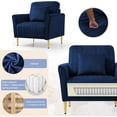 thumbnail image 2 of mayceyee Modern Accent Single-seat Sofa, Fabric Velvet Solo Sofa with Armrests, Comfy Upholstered Leisure One-person Sofa Armchair for Bedroom Living Room, Navy Blue, 2 of 12