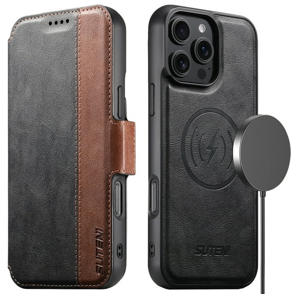 Allytechgroup 2 in 1 Wallet Case for Apple iPhone 14 Plus, Detachable Magnetic Back Cover Premium Retro PU Leather [Compatible with Magsafe] Cards Holder Anti-Scratch Phone Case, Black