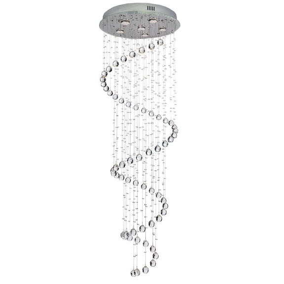 SEFINN FOUR Modern Spiral Design Crystal High Ceiling Pendant Light Chandelier for Living Room Hotel Stairs Foyer Entryway H87"