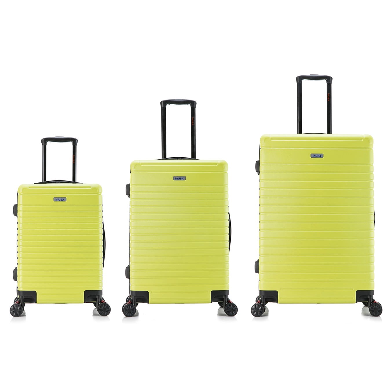 InUSA Deep 3-Piece Hardside Luggage Sets with Spinner Wheels, Handle, Trolley, (20"/24"/28"), Green