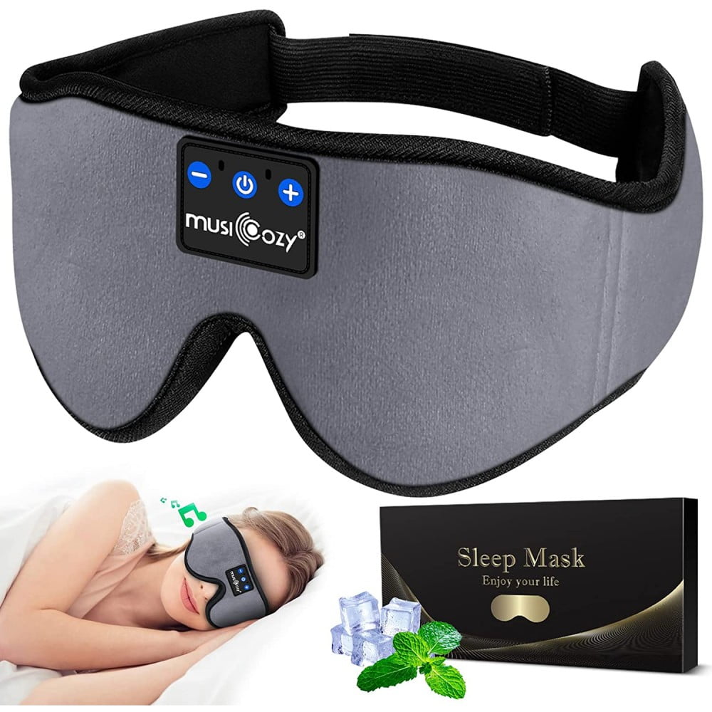 MUSICOZY Headphones Bluetooth 5.2 Wireless Ice Lining Eye Mask Washable Sleeping Headphones for Side Sleepers,Purple -