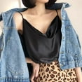 thumbnail image 6 of MESSUEN Cami Tops for Women Silk Camisole Tops for Women Cowl Neck Camisole Silk for Cowl Neck Camis Satin Tank Strap Loose Blouse Women's Summer Blouses Womens Fashion Black M, 6 of 9
