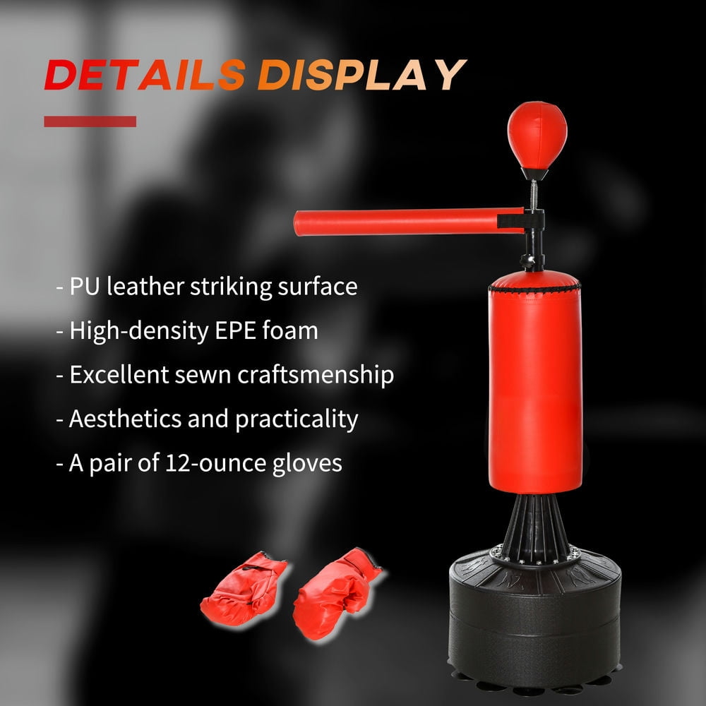 Resenkos Boxing Bag, Freestanding Punching Bag with Speed Ball, Rotating Boxing Bar and Gloves, Weighted Base, for Adult and Kids