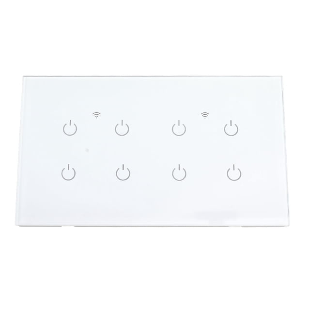 Wifi Smart Touch Switch 8 Gang Tempered Glass Panel IP44 Smart Light Switch EU Standard AC110‑240V