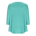 thumbnail image 4 of Pntutb Women Casual Summer Tops Solid T-shirt 3/4 Sleeve Round Neck Ruched Pullover Blouse, 4 of 5
