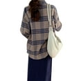 thumbnail image 3 of Seyurigaoka Women's Shacket Button Down Plaid Jacket, Long Sleeve Chest Pocket Shirt Coat, 3 of 6