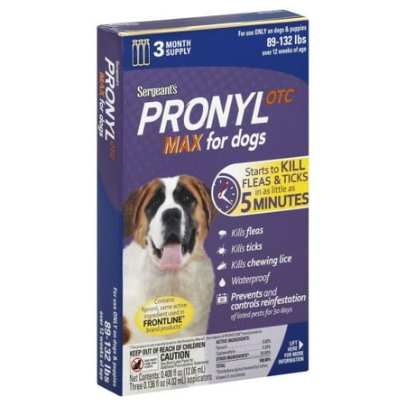 Sergeant's Pronyl OTC Max Dog Flea and Tick Sqz-On Flea Drops 89 to132-Pound, 3 Count