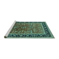 thumbnail image 2 of Ahgly Company Machine Washable Indoor Square Oriental Turquoise Blue Traditional Area Rugs, 5' Square, 2 of 4