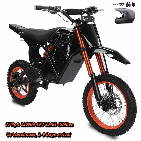 37MPH Electric Dirt Bike for Teens Adults,48V23AH Electric Motorcycle with 14"/12" Fat Tire Ebike,2000W(Peak)Dual Hydraulic Brakes Mountain Off-Road Ebike