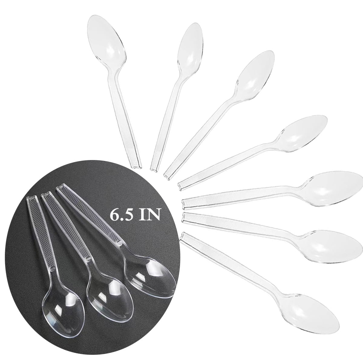 Clear Plastic Spoons, 100/200/300/400/500/600 Transparent Plastic