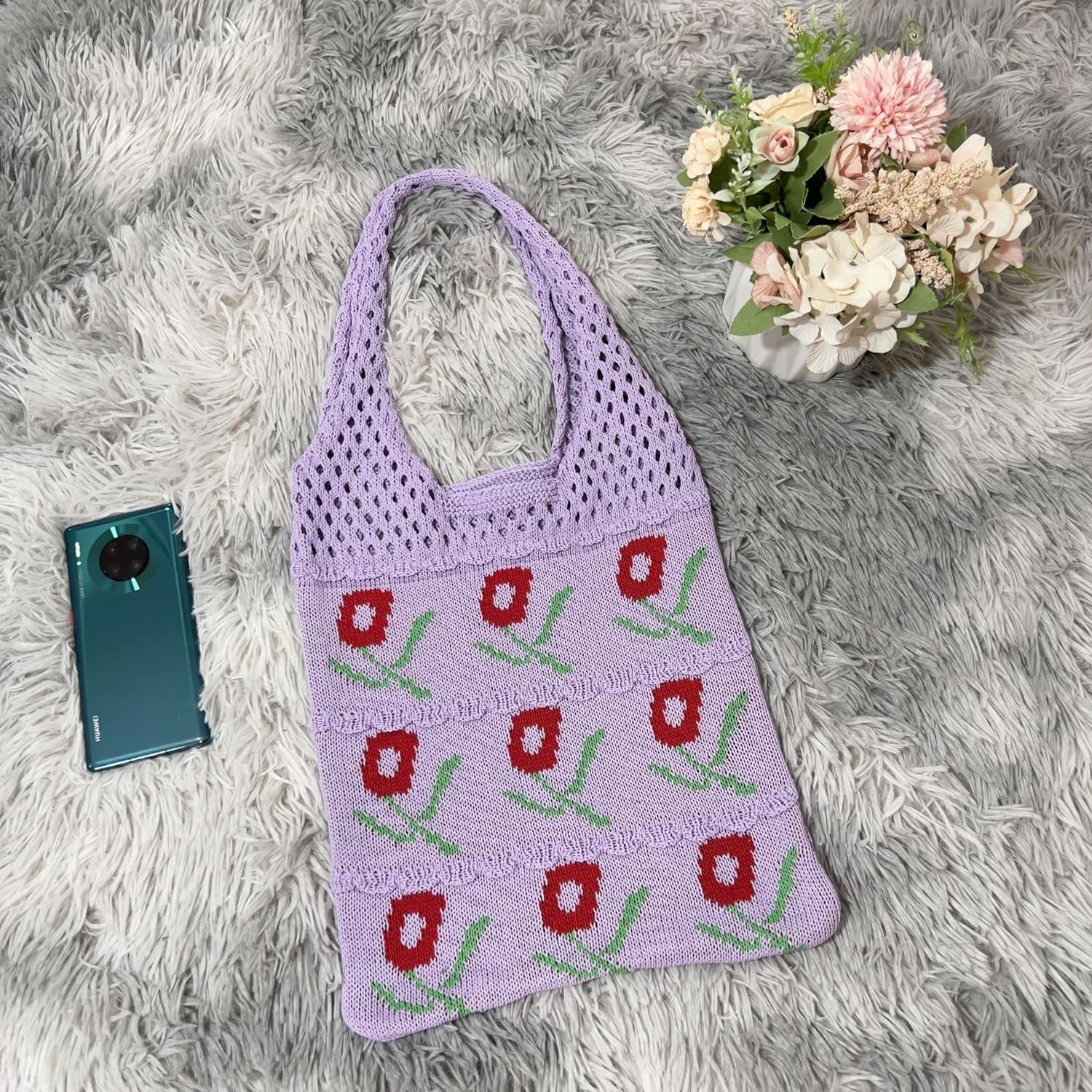 Kukuzhu Fairy Tote Bag Aesthetic Tote Bag Y2k Bag Tote Bag Aesthetic Y2k Crochet Tote Bag Aesthetic