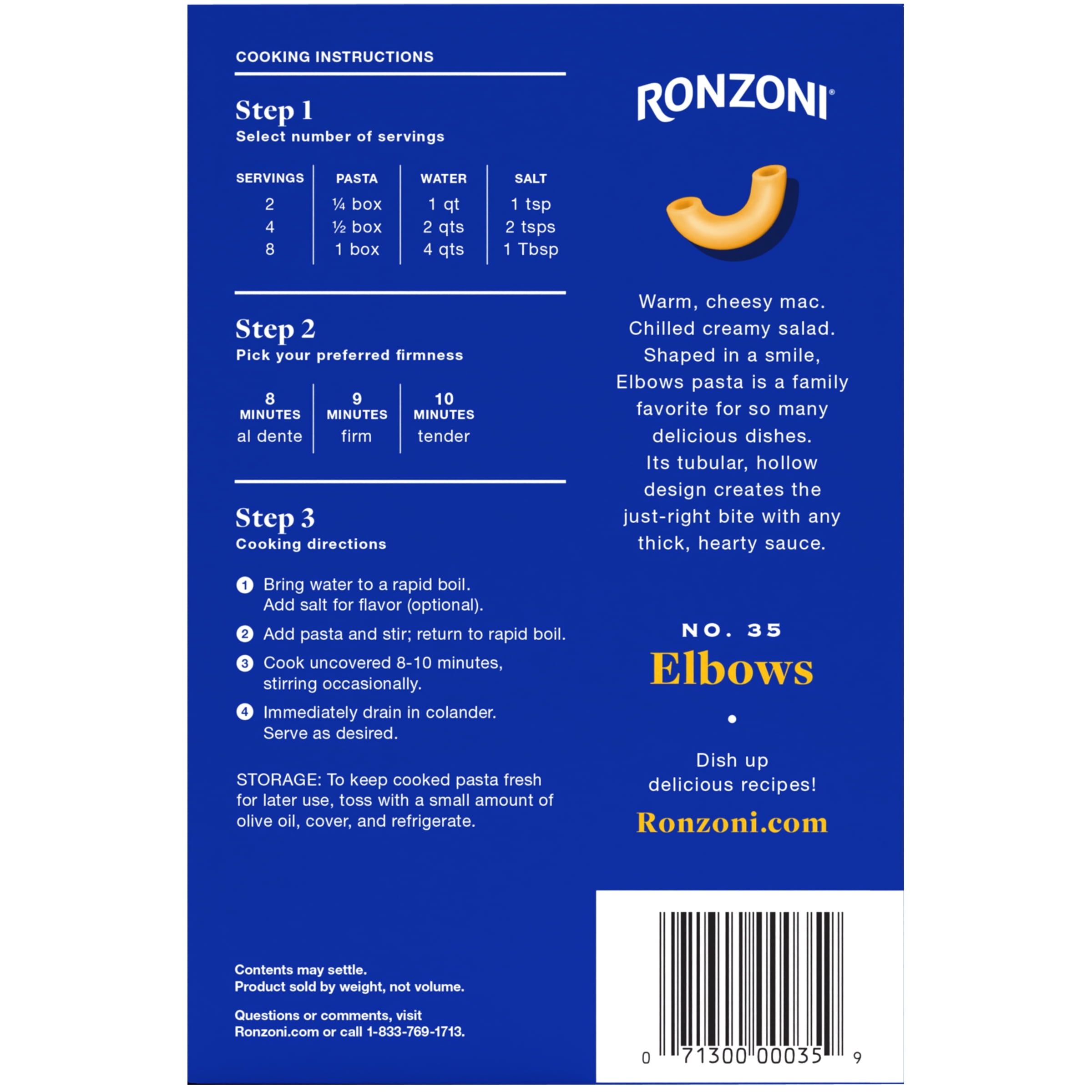 (2 pack) Ronzoni Elbows, 16 oz, Non-GMO Macaroni Pasta for Mac and Cheese, (Shelf Stable)