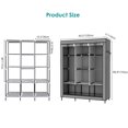thumbnail image 2 of SortWise Portable Closet Wardrobe, 49inch Wide Non-Woven Fabric Clothes Organizer with 2 Hanging Rails and 8 Storage Shelves, Grey, 2 of 7