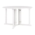 thumbnail image 4 of CorLiving Miramar Solid Hardwood Outdoor Drop Leaf Collapsible Round Dining Table with Slat Top, White, 4 of 9