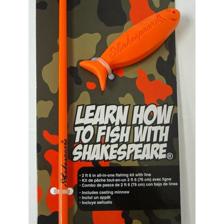 Shakespeare Kids Pole Fishing Kit for Beginners, Orange Camouflage 