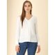 thumbnail image 3 of Allegra K Top de manga larga transparente con cuello en V y panel de encaje para mujer blanco XL Unique Bargains Blusa, 3 of 6