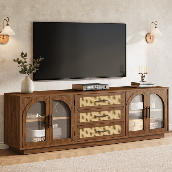 Finmind 70.9" TV Stand up to 80 Inches, Modern Entertainment Center for Living Room, Walnut