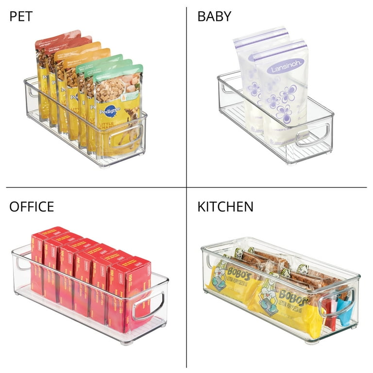 Mdesign Linus Plastic Kitchen Pantry Storage Organizer Bin With Handles, 4  Pack - Clear, 12 X 6 X 7.75 : Target