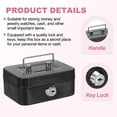 thumbnail image 3 of Small Cash Box, 2 Pcs Mini Safe Box Money Locker  Money Saving Boxes with Keys for Cash Watches Jewelry Personal Items, Black, Gray, 3 of 6