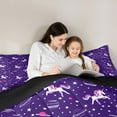 thumbnail image 4 of jejeloiu Kawaii Unicorn 7pcs Bedding Comforter Set,Cute Planet Stars Queen Bedding Sets,Purple Pink White Queen Sheet Sets For Girls,Microfiber Bedroom Decor Reversible, 4 of 8