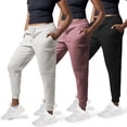 thumbnail image 1 of Paquete de 3 pantalones de chándal Common Stitch para mujer, pantalones de chándal acogedores para mujer, pantalones de yoga de forro polar para mujer (disponibles en Plus), 1 of 7