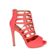 thumbnail image 2 of Qupid CB54 Women Nubuck Open toe Strappy Caged Platform Stiletto Sandal, 2 of 6