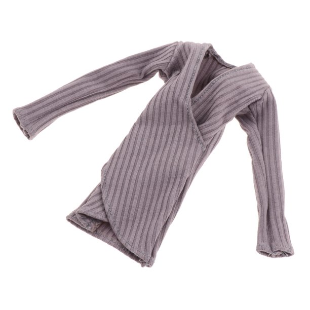 Accesorios para muñecas 1:6 1/6, piezas de modelos, suéter de cuello en V para estatua, figura de mujer Gris oscuro