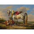 thumbnail image 3 of Eugène Joseph Verboeckhoven 18x14 Black Modern Framed Museum Art Print Titled - A Cavalier at Rest (1849), 3 of 5