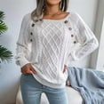 thumbnail image 6 of Women'S Casual Leopard Print Knitted Pullover Sweaters Long Sleeve Crew Neck Jumper Tops White L, 6 of 7