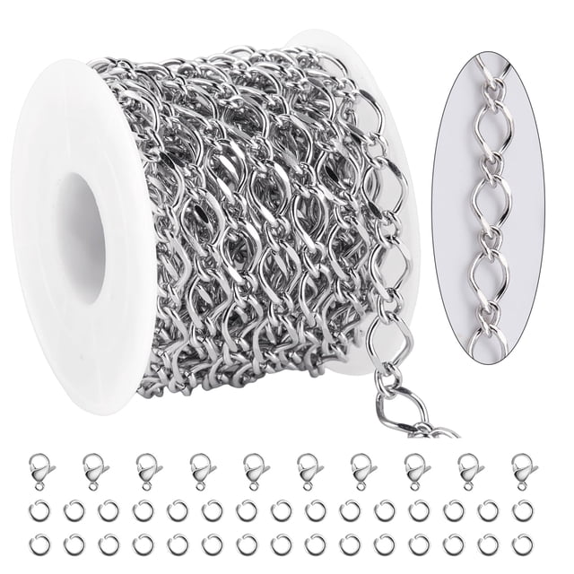 Cadena de joyería KYUNHOO de acero inoxidable con eslabones en forma de rombo de 5 m con abrazadera