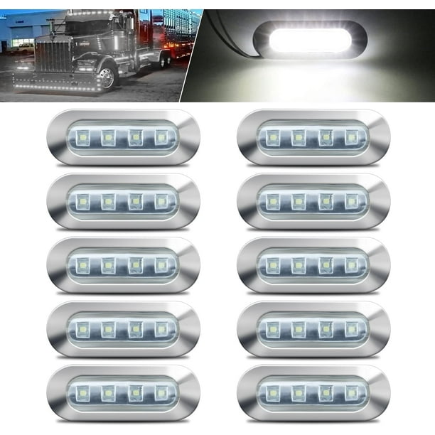 10 luces LED de posición laterales blancas de 12 V-24 V CC, 4 unidades, luces de gálibo delanteras y traseras para coche, autobús, camión, remolque, barco, cubierta, cortesía.