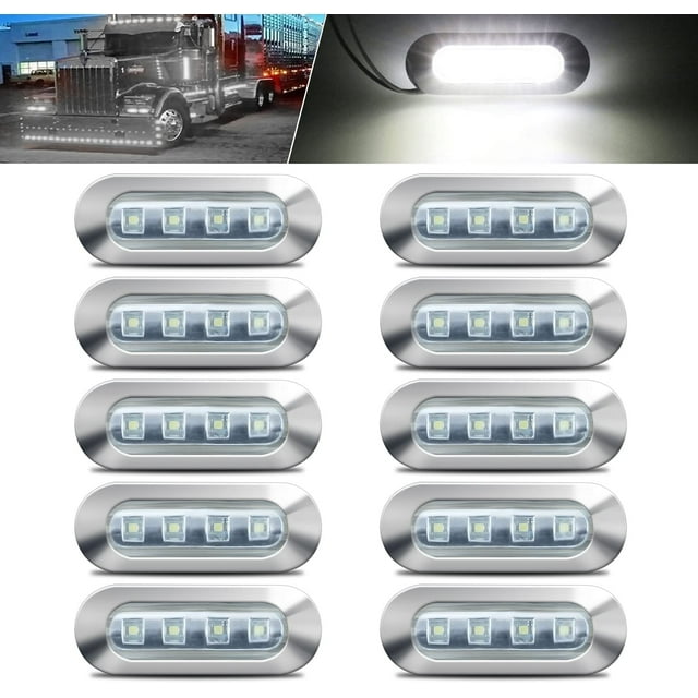 10 luces LED de posición laterales blancas de 12 V-24 V CC, 4 unidades, luces de gálibo delanteras y traseras para coche, autobús, camión, remolque, barco, cubierta, cortesía.