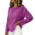 thumbnail image 6 of YVNAURA Womens Mesh Long Sleeve Top Boat Neck Crochet Knit Blouse Sheer Lightweight Summer Sweater See Through Open Work Layering Tunic Going Out Shirts 2026, Purple,L, 6 of 7