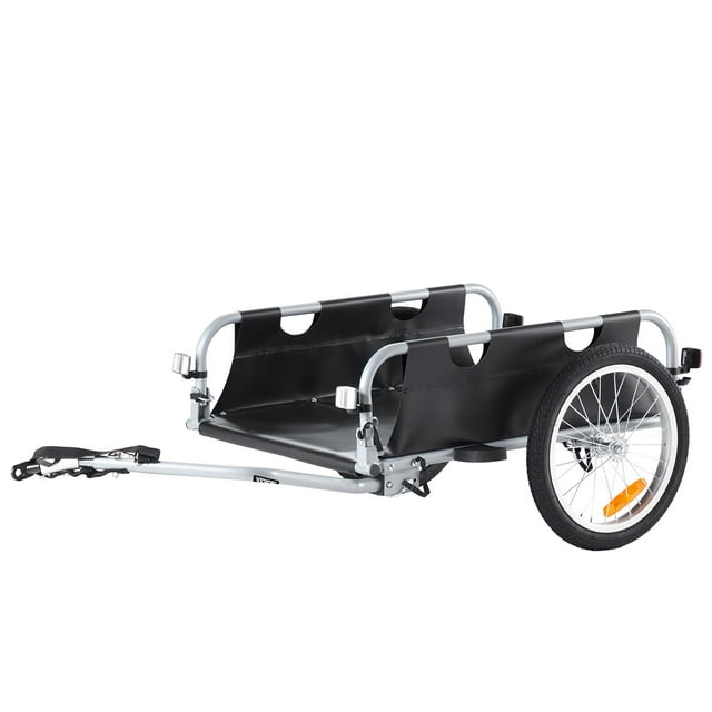 VEVOR Remolque de carga para bicicletas, capacidad de carga de 100 libras, carrito para bicicletas de alta resistencia, almacenamiento compacto plegable y liberación rápida con enganche universal