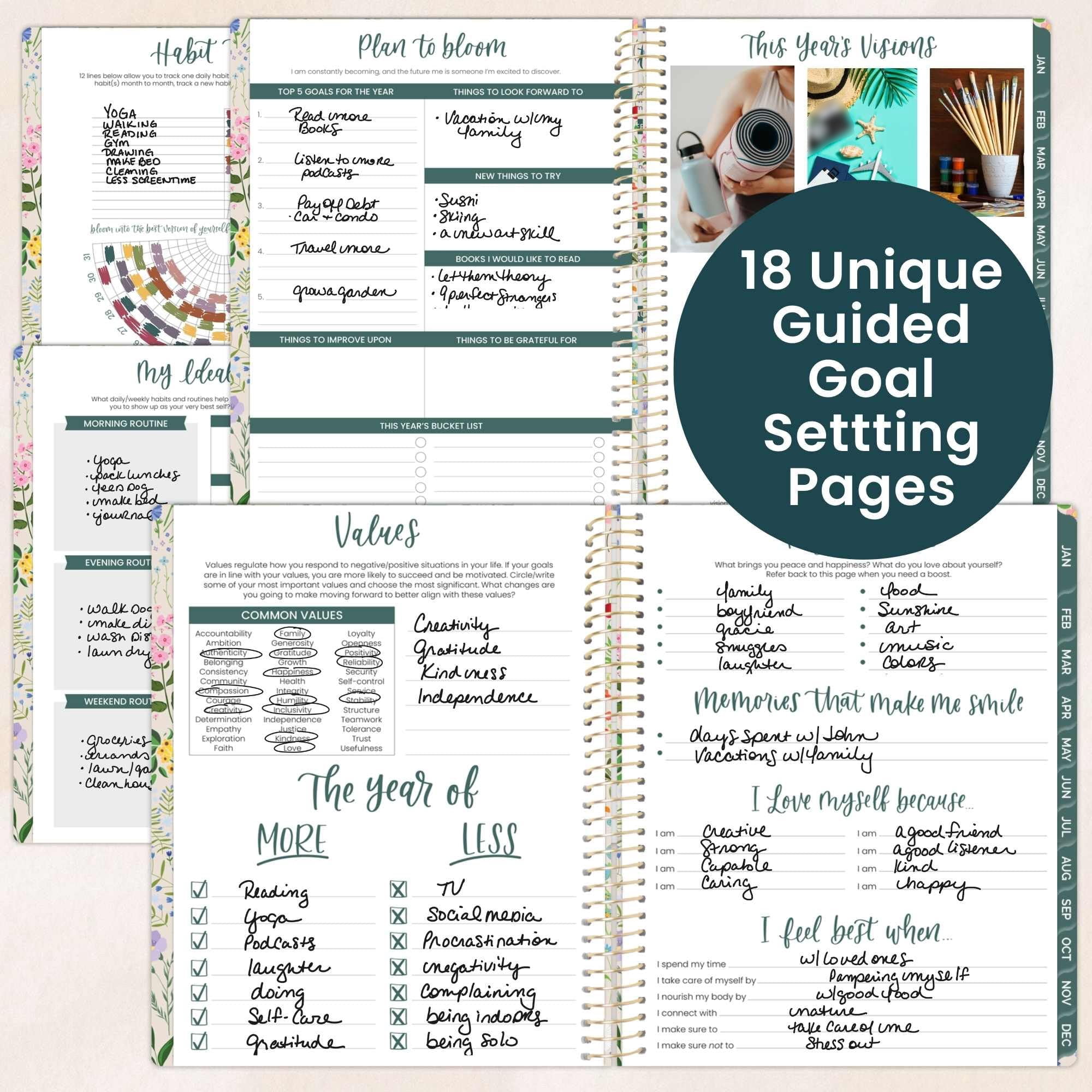 2026 Planner, January to December 2026 Weekly Monthly Organizer, 8.5 x 11 Dated Agenda Book with Stickers Tabs, Flexible Soft Cover, Spiral Binding, Productivity Tools, Garden Party Design, Beige