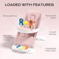 thumbnail image 2 of Babyomi 4 in 1 Baby Bouncer, 3-Level Recline Foldable Rocker for Infant to Toddler 0-6 with Detachable Pianos, Feeding Tray and Play Bar 12-24 Months, Girls and Boys Gift, Pink, 2 of 8