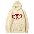 thumbnail image 3 of Women's Fall Fashion Hoodies Hooded Sweatshirts Casual Loose Heart Printed Outdoor Hoody Jackets Round Neck Long Sleeve Hoodie Pullover Winter Outwears with Pocket, 3 of 4