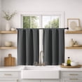 thumbnail image 2 of MKHILL Vela Charcoal Short Blackout Curtains 36 Inch 2 Panels, Room Darkening Thermal Insulated Rod Pocket Half Window Tier Curtains for Kitchen Sink Bathroom RV Camper, Each 30"W x 36"L, 2 of 10