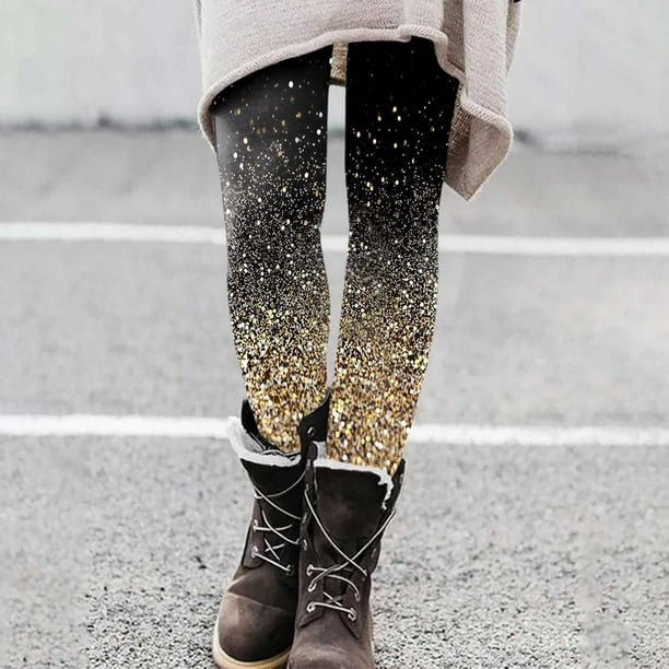 WILLBEST Pantalones de Yoga Con Estampado de Lentejuelas Para Mujer, Leggings de Cintura Alta Para Entrenamiento, Ropa Informal, Pantalones de Fitness Elásticos y Cómodos Chica