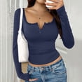 thumbnail image 3 of Lenpel Long Sleeve Tops for Women Trendy Button V Neck Shirts Casual Comfy Slim Fit Blouses Fashion Fall Outfits, 3 of 7