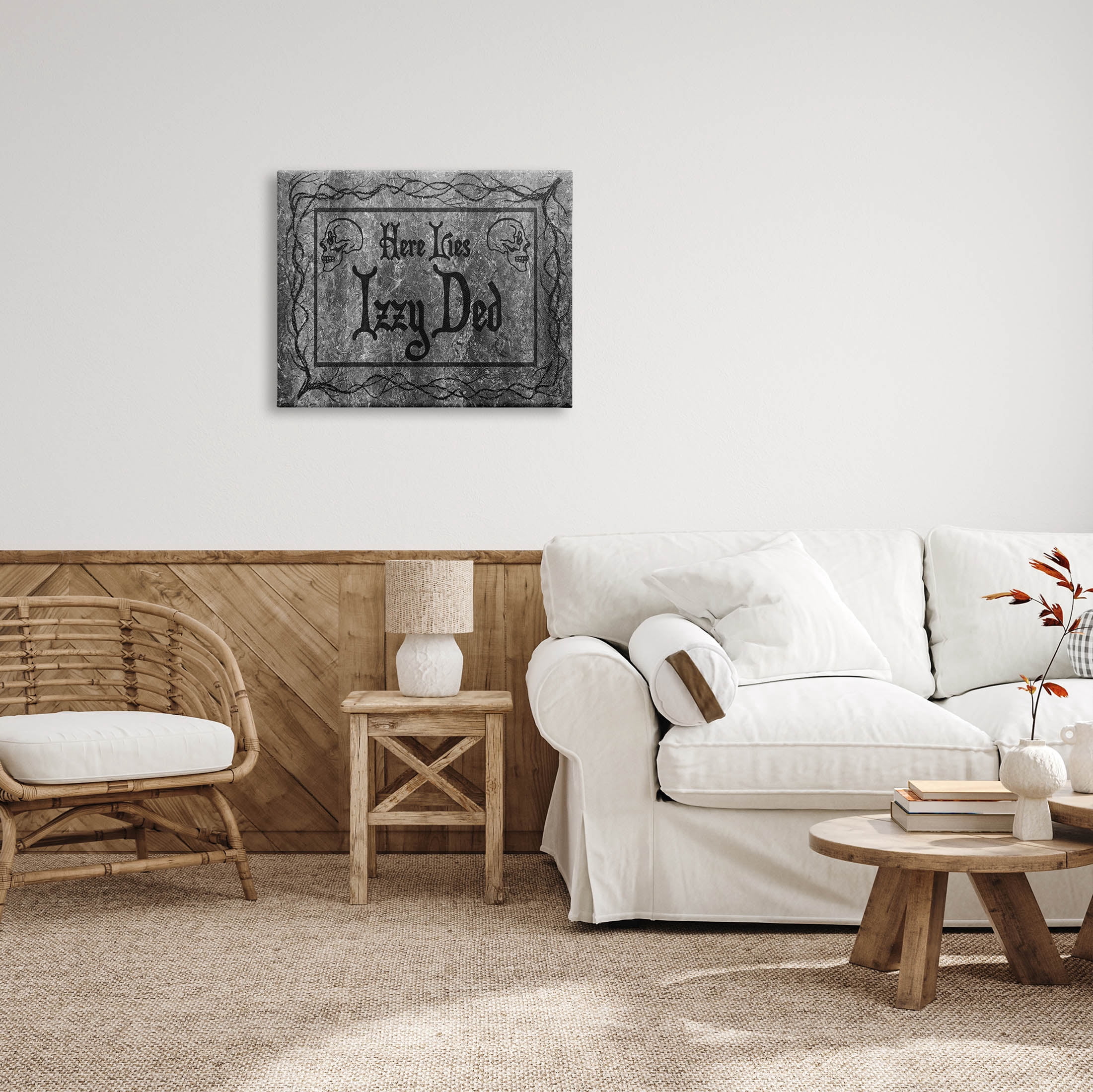 Stupell Industries Here Lies Izzy Ded Gravestone Graphic Art Gallery Wrapped Canvas Print Wall Art, Design by Lil' Rue