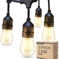 thumbnail image 1 of 2 Pack 48ft LED Outdoor String Lights with Edison Shatterproof Bulbs Commercial Grade Dimmable Patio Cafe Light, UL Listed Weatherproof Strand 15 Hanging Sockets for Market Bistro Backyard, 1 of 8