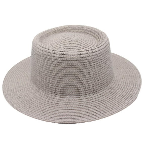 Dome Retro Straw Hat, French Style Top Hat, Casual Outdoor Sun Cap, Lightweight Breathable Solid Color Headwear for Outing Leisure Vacation Travel Simple Elegant Fashion Headgear,Grey